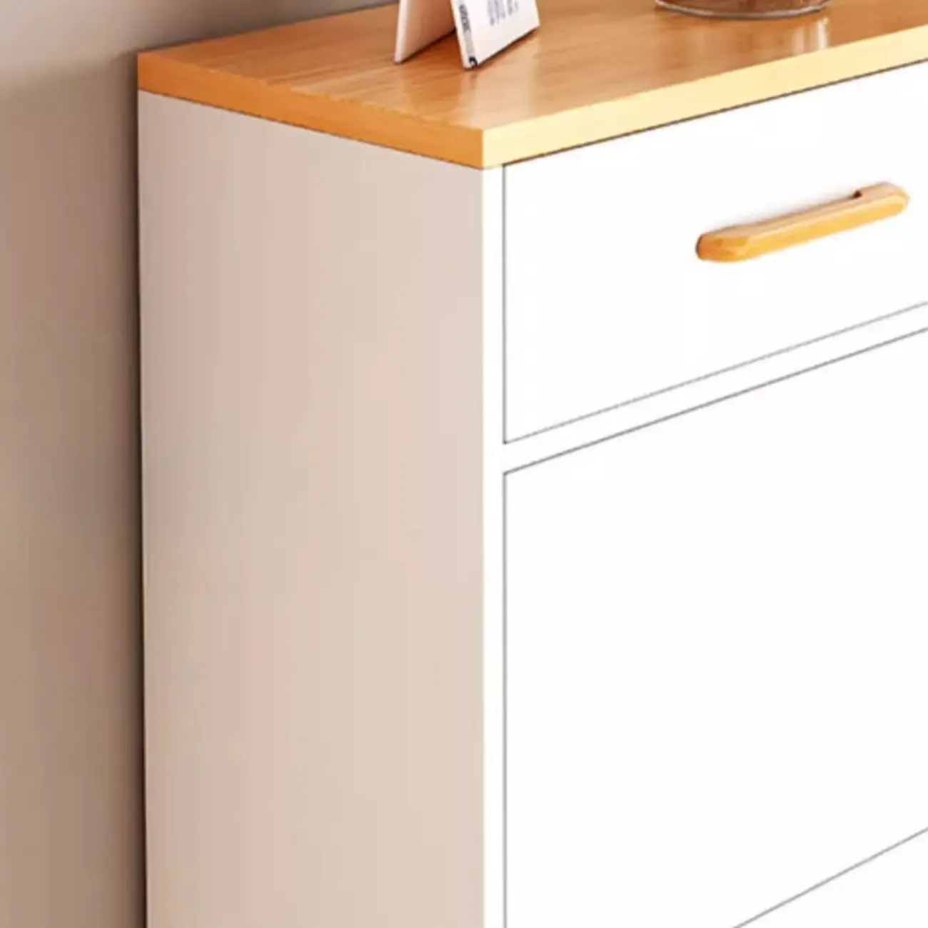 Entryway Modern Wood Shoe Cabinet with Flip-Out Drawer