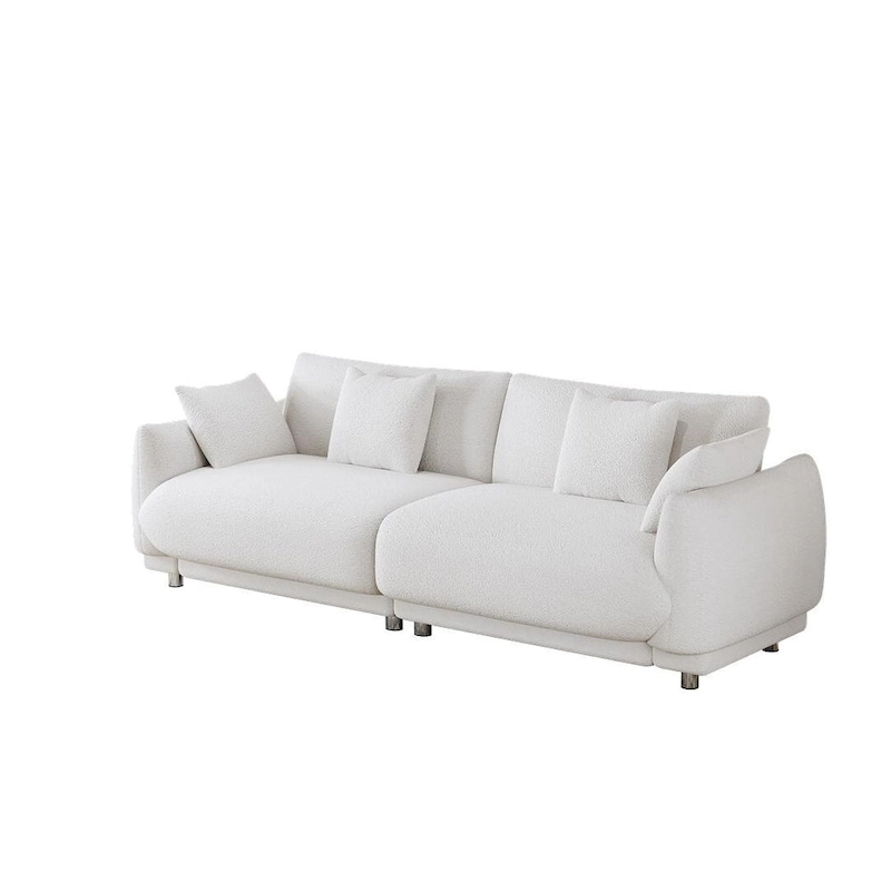 86.6  Modern Teddy Velvet Triple Sofa with 4 Pillows and Metal Legs