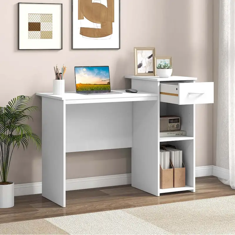Costway Computer Desk with Drawer Modern Laptop PC Desk with