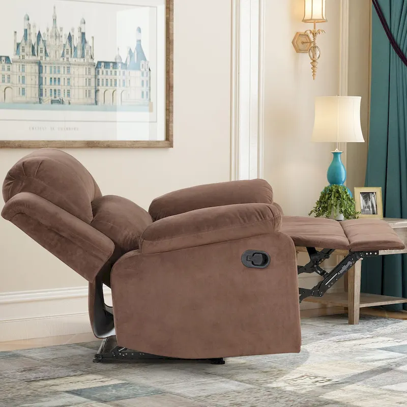 Breathable Skin Friendly Fabric Soft Padded Manual Recliner Chair