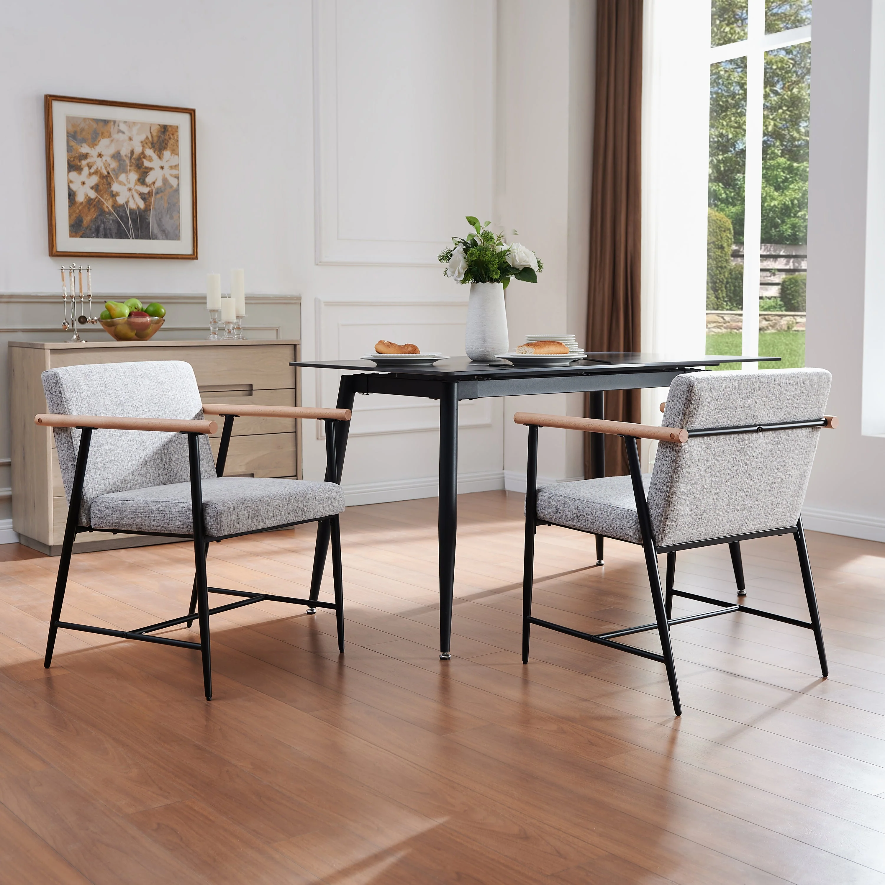 Versatile Set of 2 Modern Accent Chairs ¨C Upholstered Armchairs