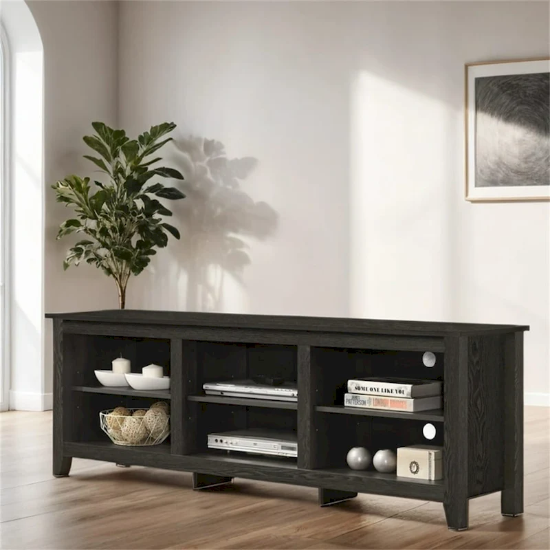 70 TV Stand with Open Shelves and Cable Management