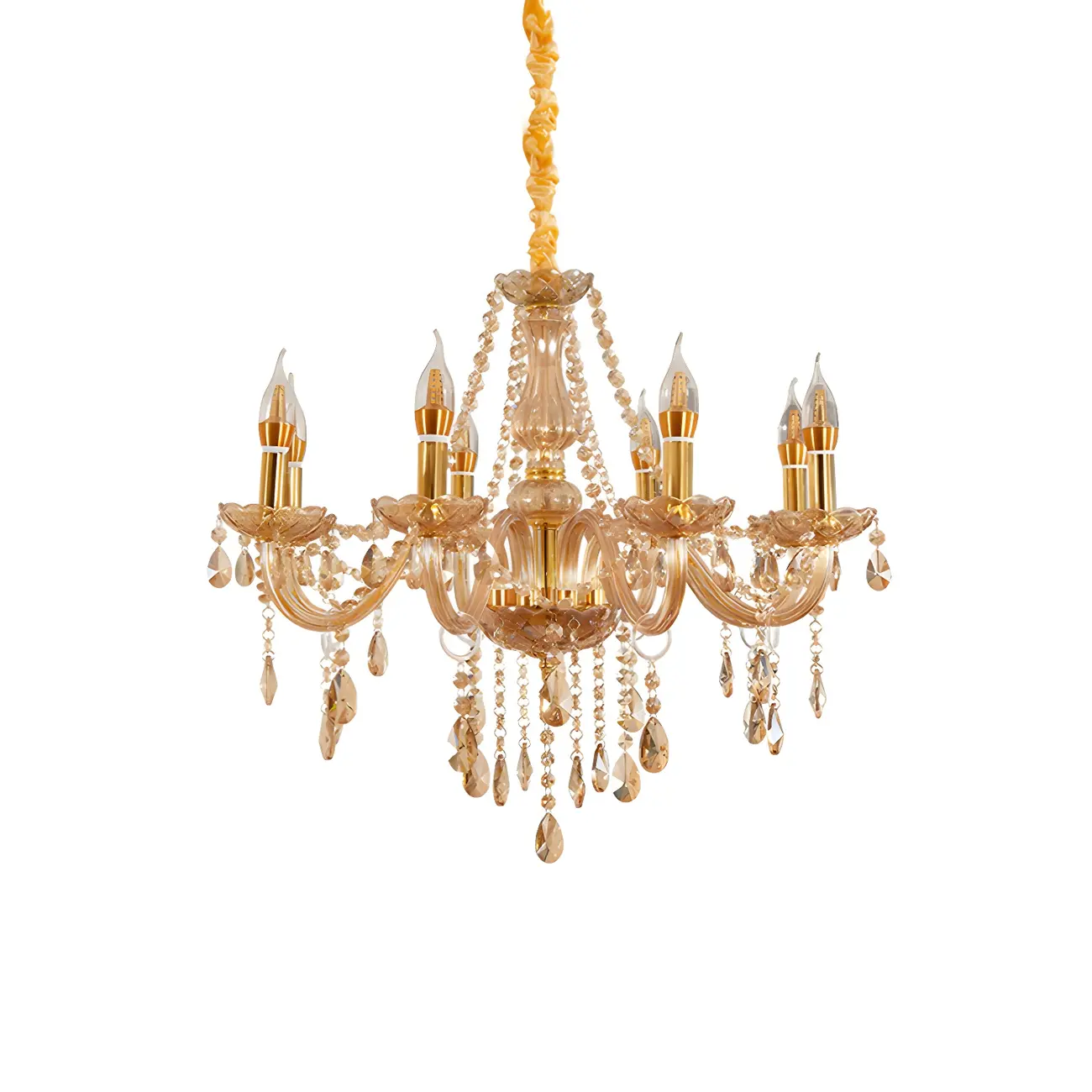 Mid-Century Crystal Candlestick Adjustable Chandelier