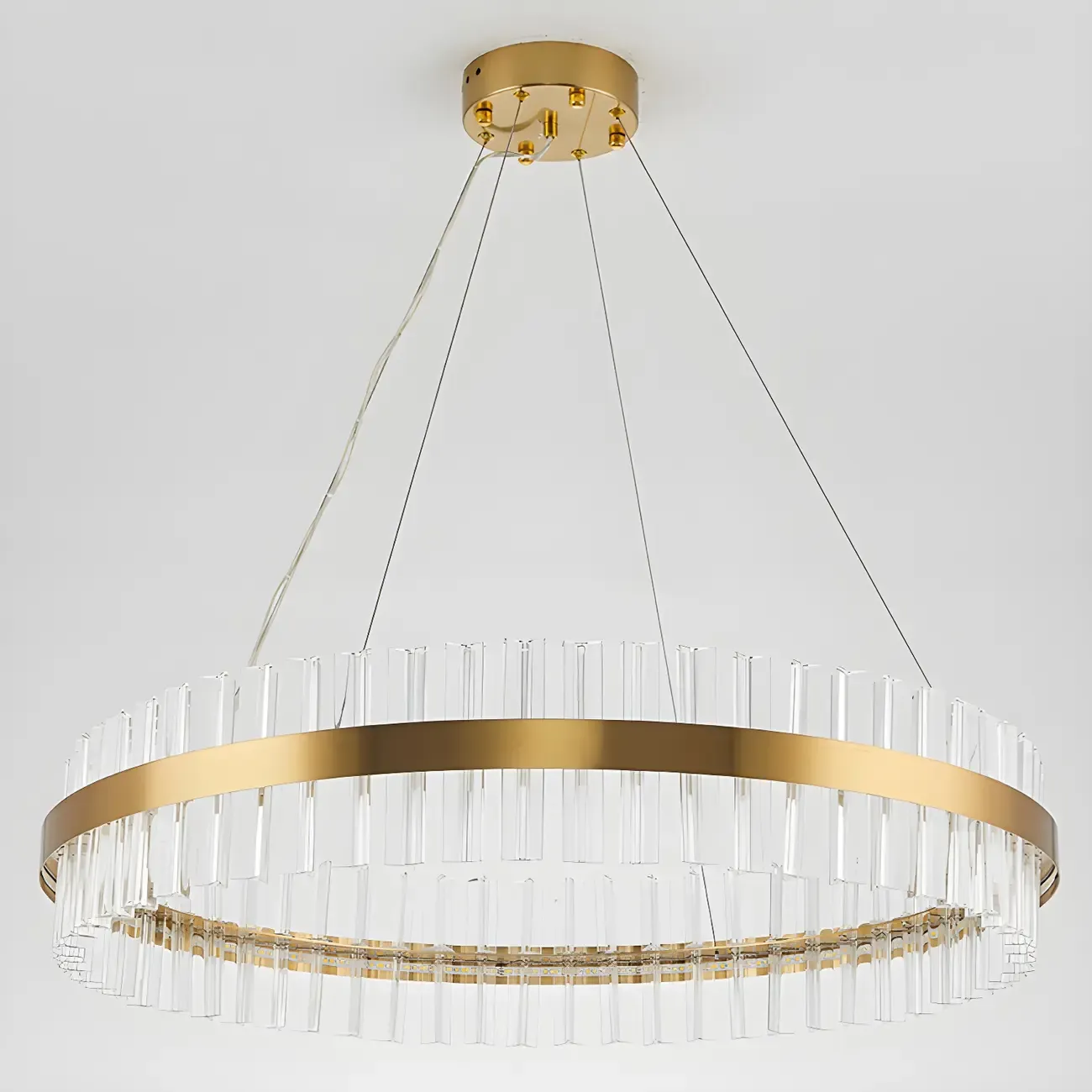 Modern Brass Round Crystal Island Chandelier