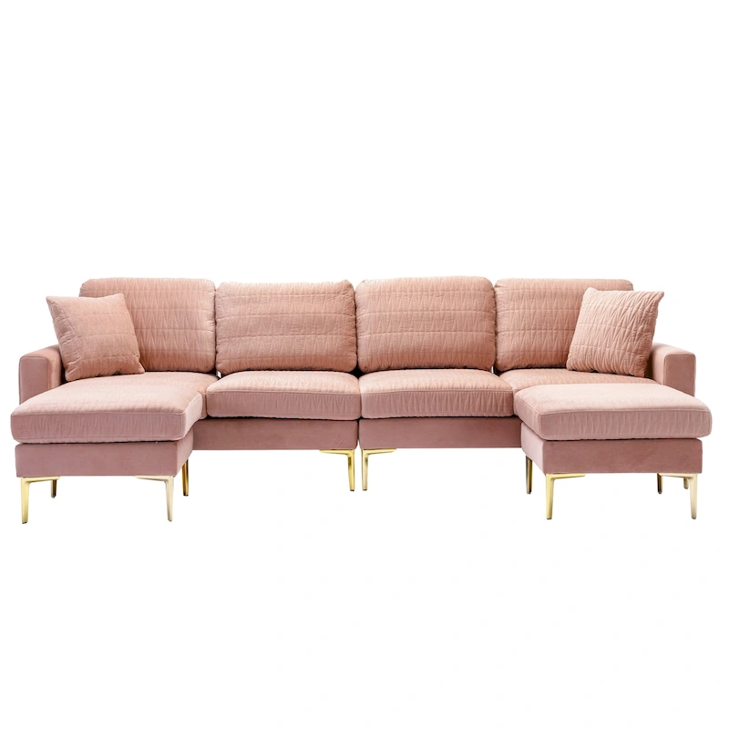 Velvet U-shaped modular detachable sectional sofa