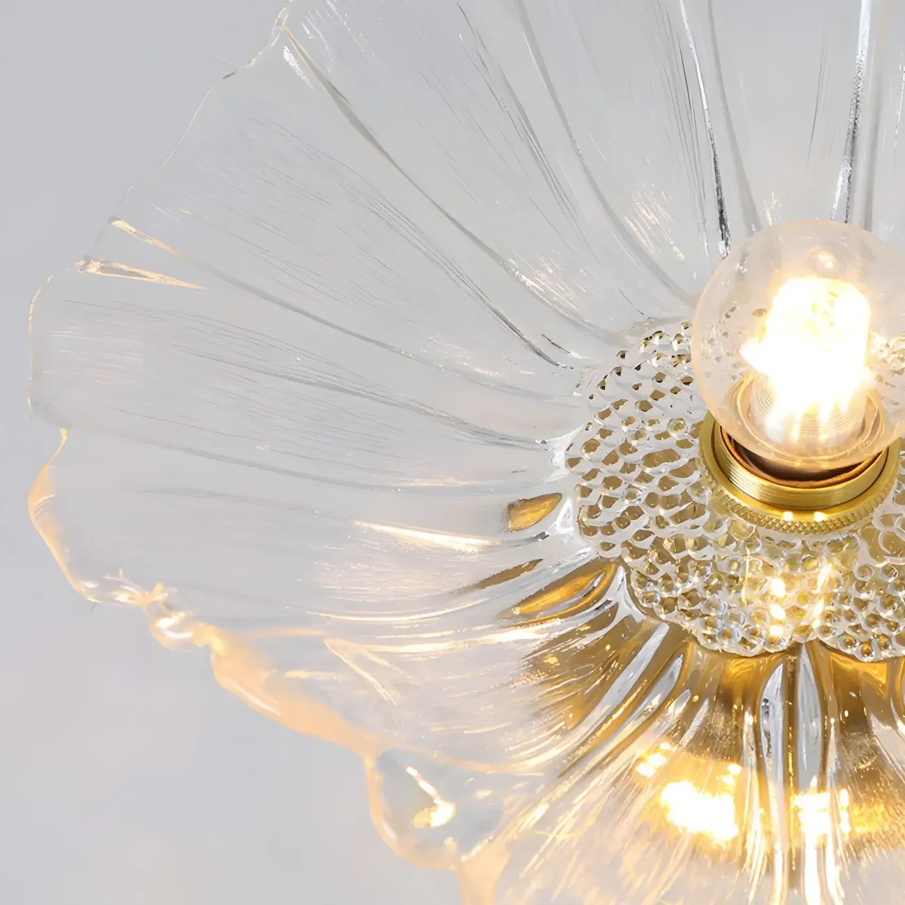 Modern Clear Glass Daisy Pendant Light with Golden Hardware
