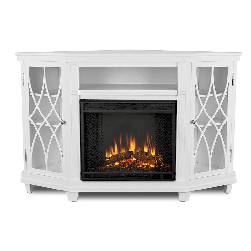 56 TV Stand Electric Fireplace White