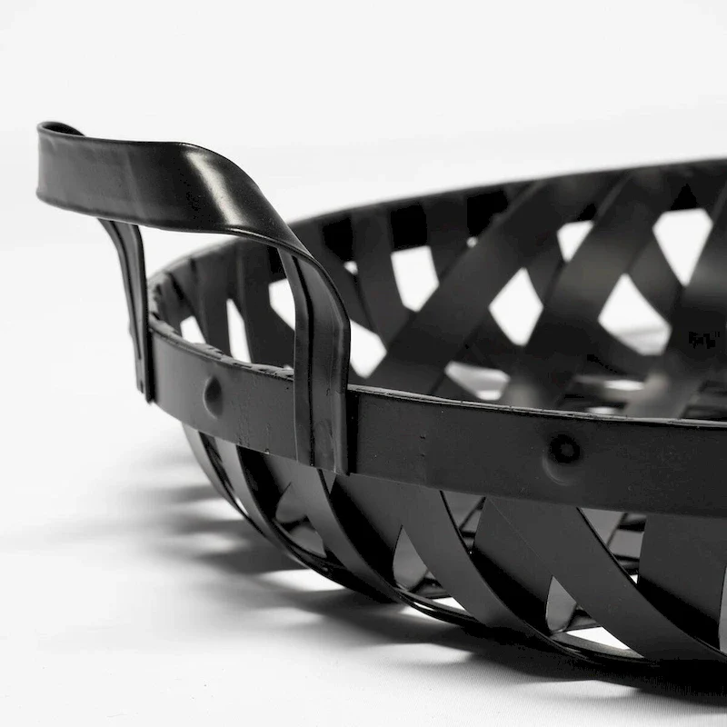 Lito Black Metal Round Serving Trays (Set of 2) - 26.8L x 23.8W x 5.5H