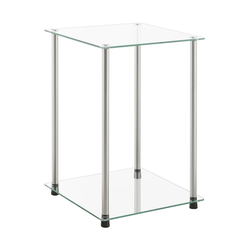 Convenience Concepts Designs2Go Classic Glass 2 Tier Square End Table