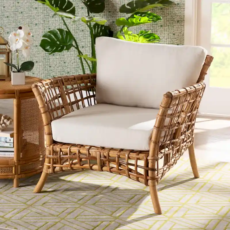 bali & pari Babette Modern Bohemian Natural Brown Rattan Arm Chair