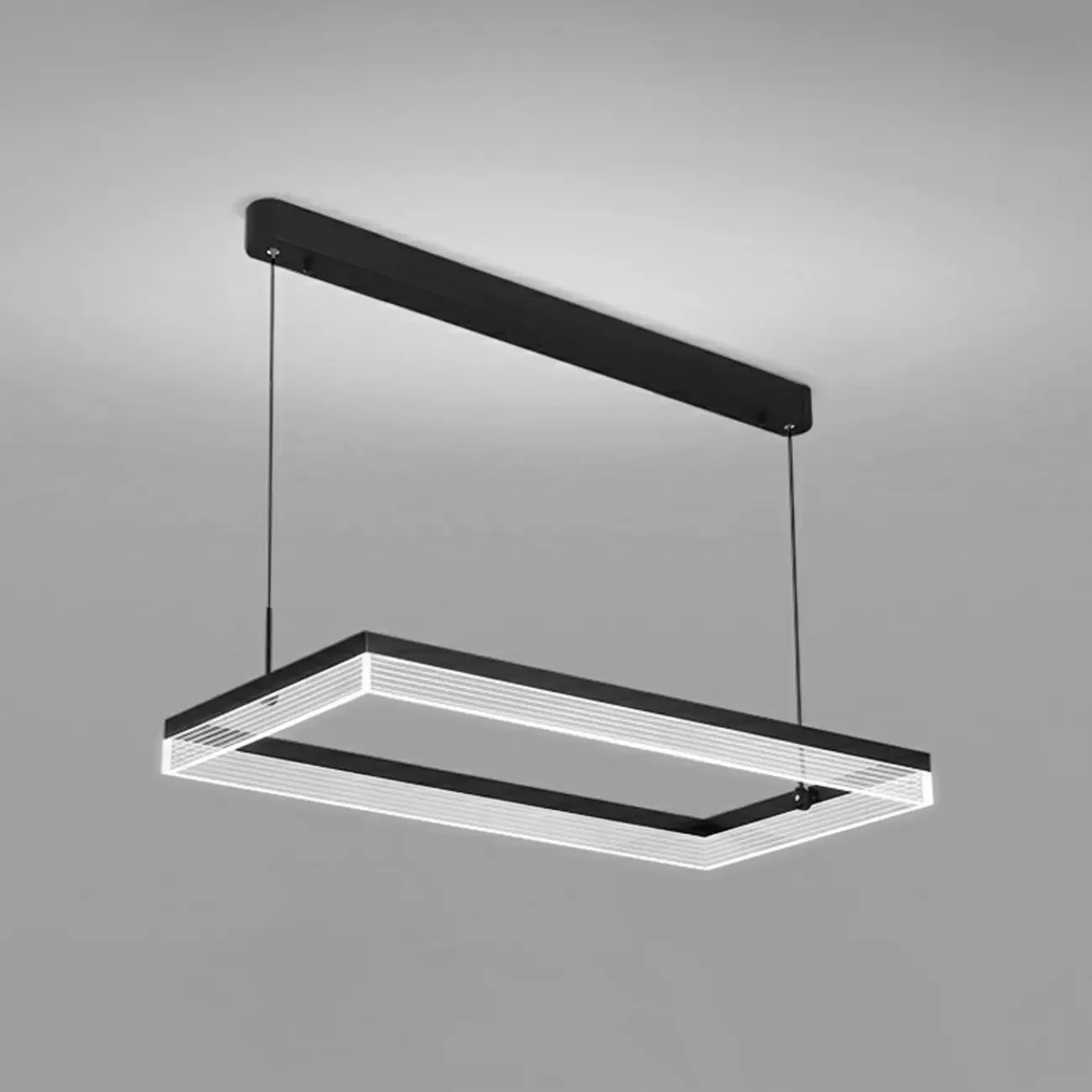Modern Black Rectangular LED Island Pendant Light
