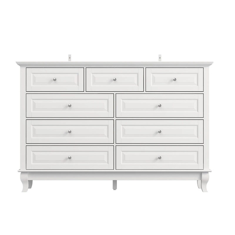 9-Drawer Dresser with Solid Wood Legs Chest Of Drawers Lacquer Console
