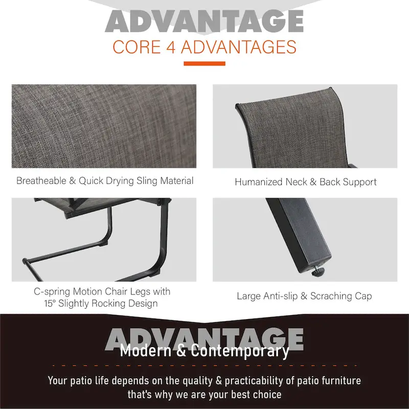 9-Piece Dining Set, 1 Extendable MetalTable and 8 Spring Motion Textilene Chairs