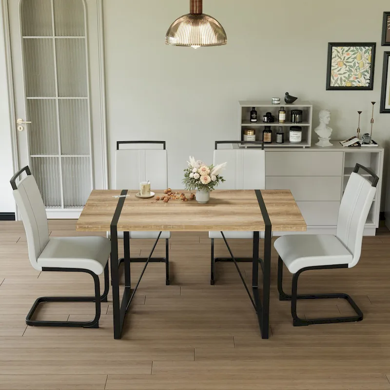 Kitchen Dining Table and Chair Sets Home Party Dining Table and Chair Sets with Metal Table Legs for Dining Room Kitchen