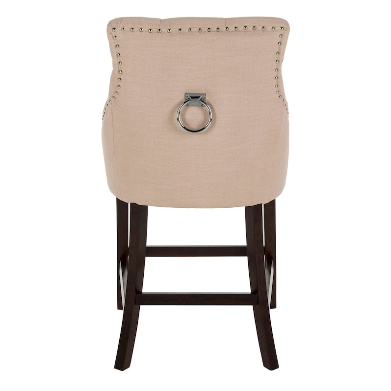 SAFAVIEH Dottie 26-inch Tufted Wing Back Counter Stool - Grey / Espresso (Set of 2) - 22.5  x 25  x 41  - 22.5  x 25  x 41