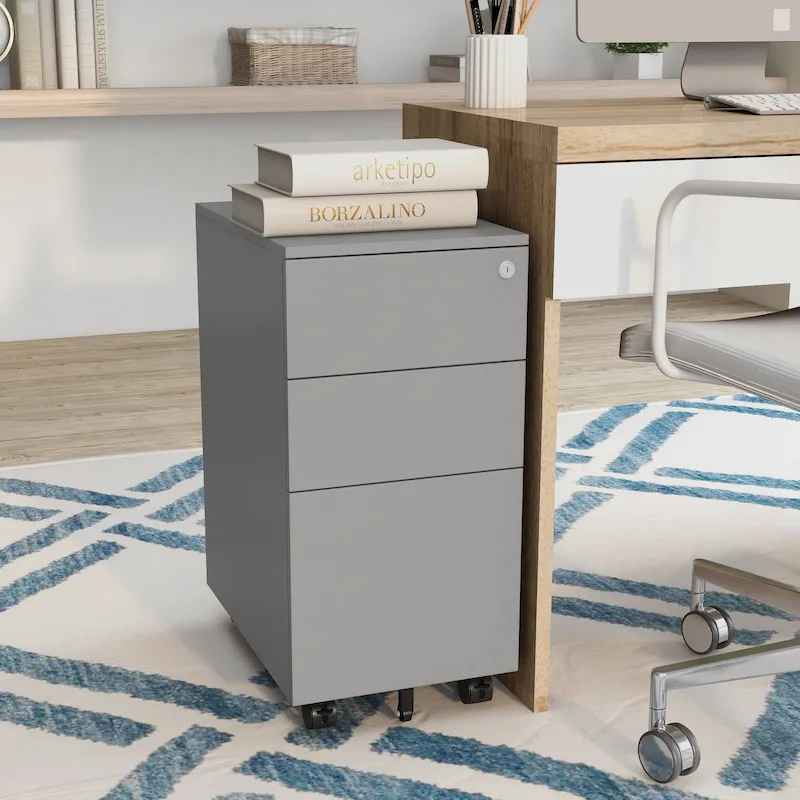 Owen Urban Metal Matte Lockable 3-Drawer Mobile File Cabinet