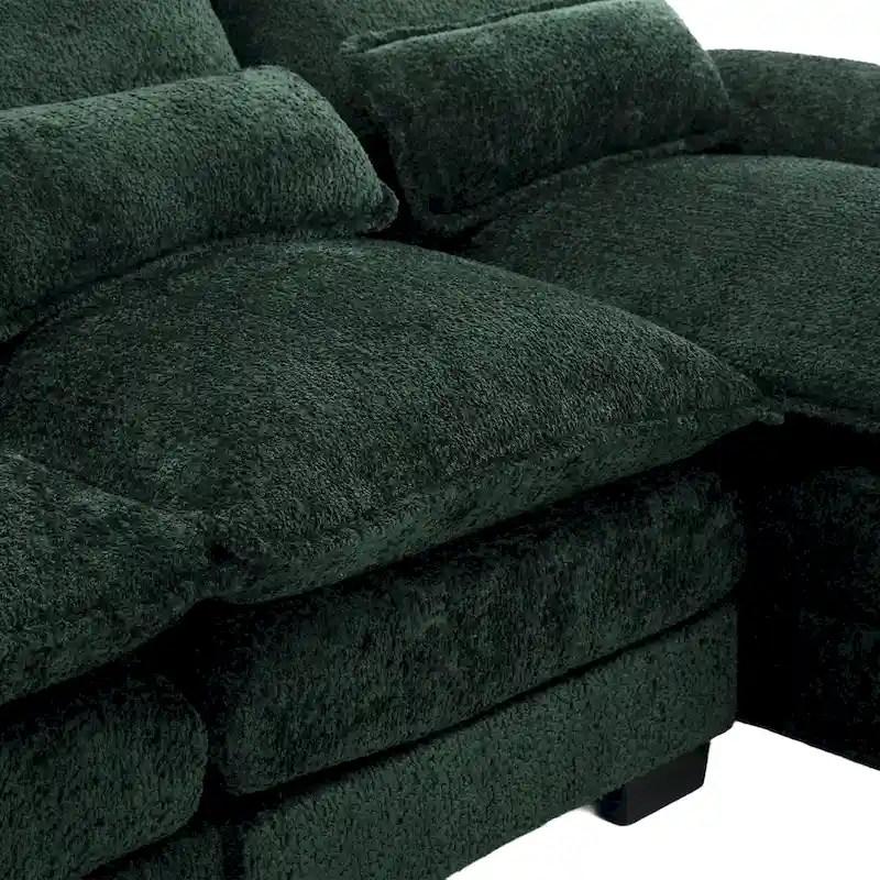 110.63 Modern U-Shaped Chenille 4 Seater Sectional Sofa with Double Cushions, 2 Chaise and High-Density Foam