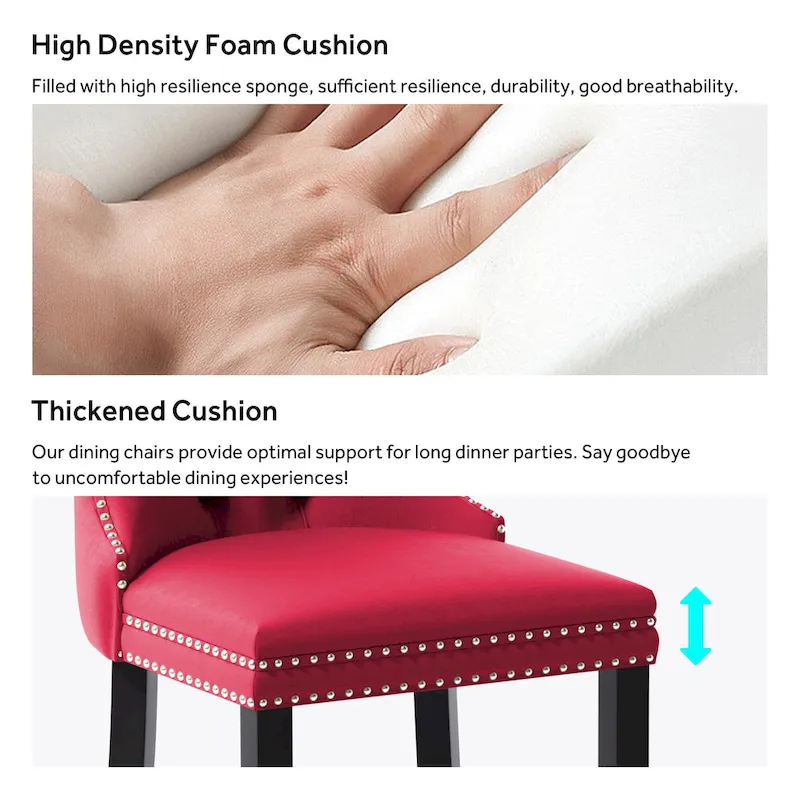 Upholstered Tufted Velvet Dining Chair with Solid Wood Legs Set of 6