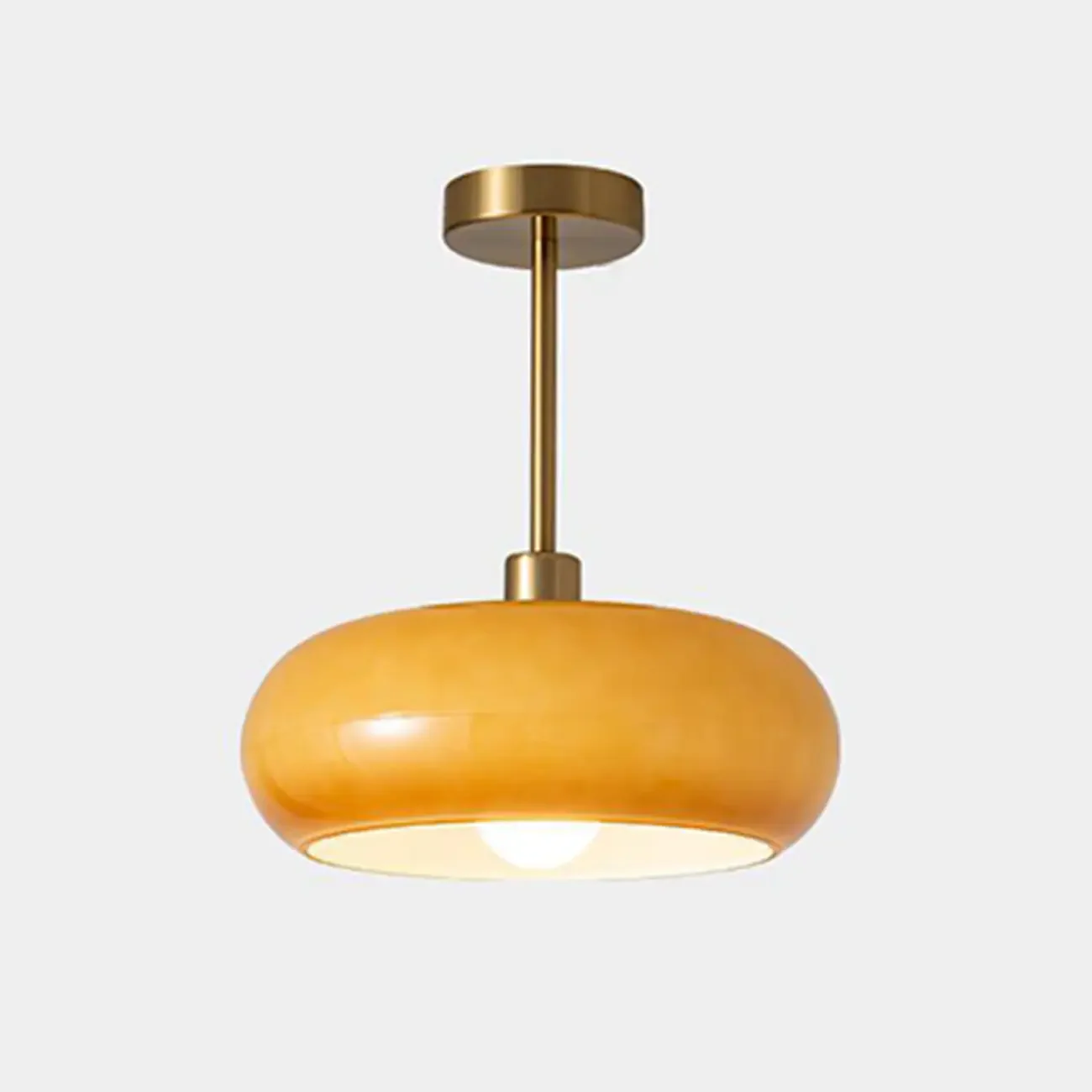 Mini White Drum Glass Dome Semi Flush Mount Ceiling Light