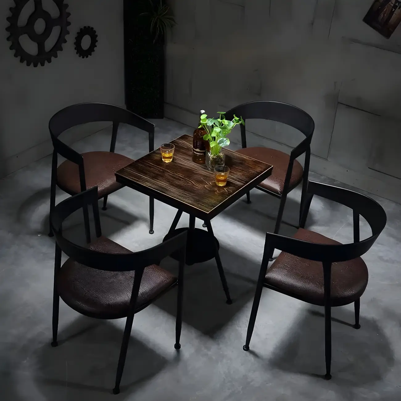 Industrial Adjustable Height Small Bar Table Wood Table Top