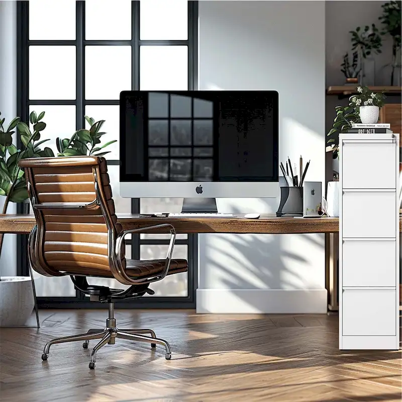 4 Drawer Metal Vertical File Cabinet w/Lock Office Home File Cabinet