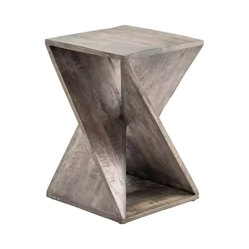 Crestview Collection Square Gray Solid Wood Accent_End Table