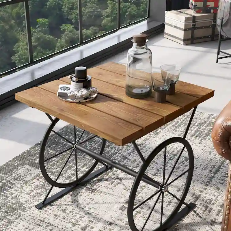 Dietrich Industrial 19-inch Metal Wheel Side Table by Carbon Loft