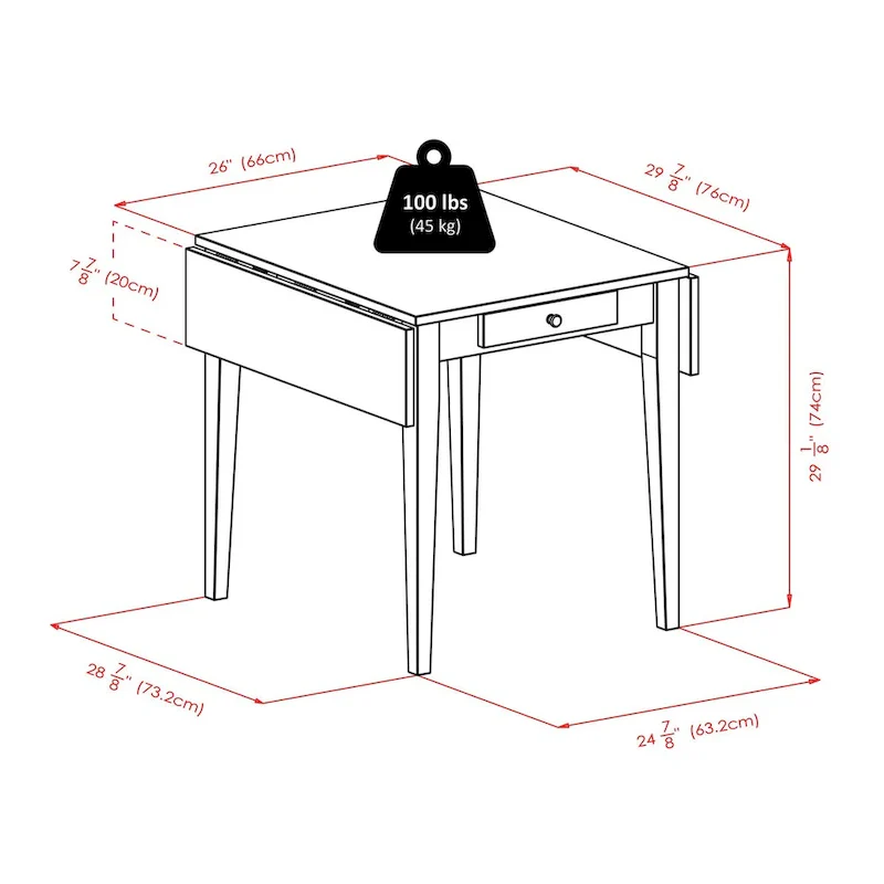 Drop Leaf Table with Ladder-back Chairs, Walnut