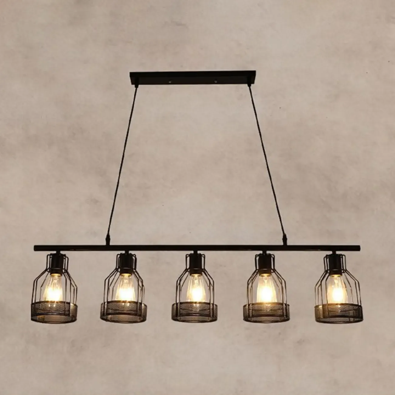 Industrial 4-Light Black Metal Bottle Pendant Light