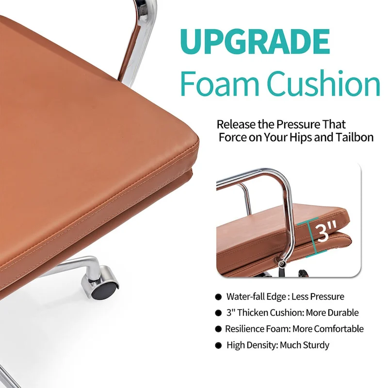 CAROCC Office Chair PU Leather Adjustable ErgoChair with Thickened Cushion - N/A