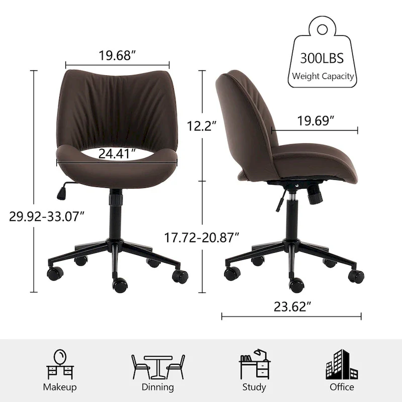 Swivel Armless Ergonomic Office Chair with Wheels