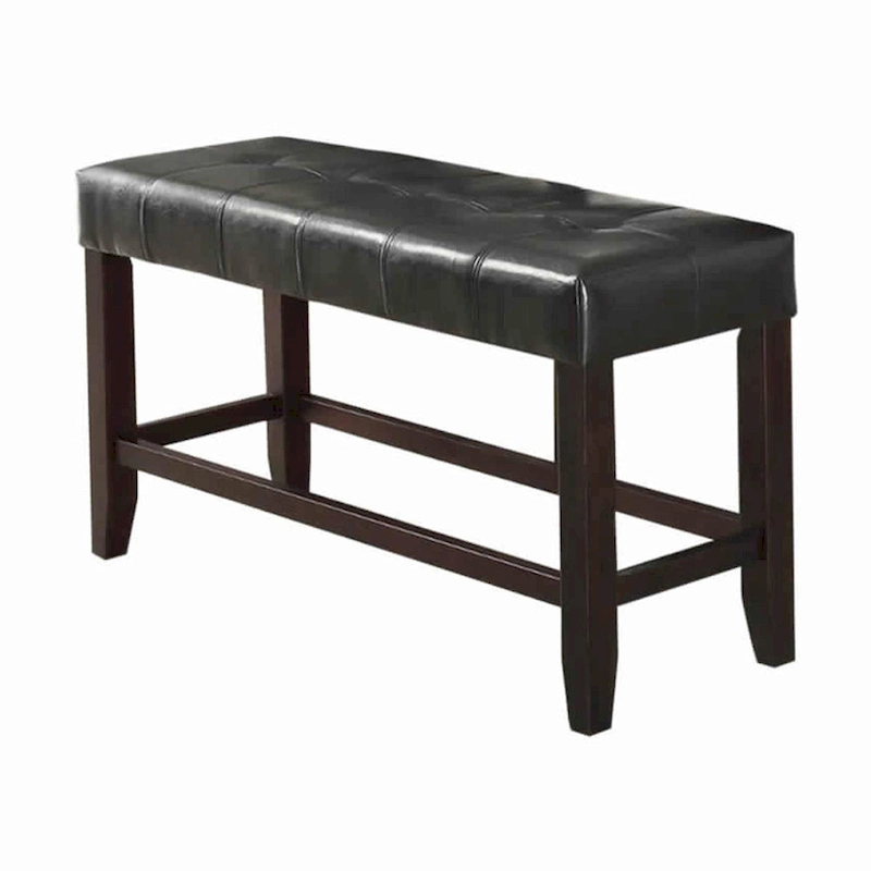 Wood Based High Bench with Tufted Seat Black and Brown