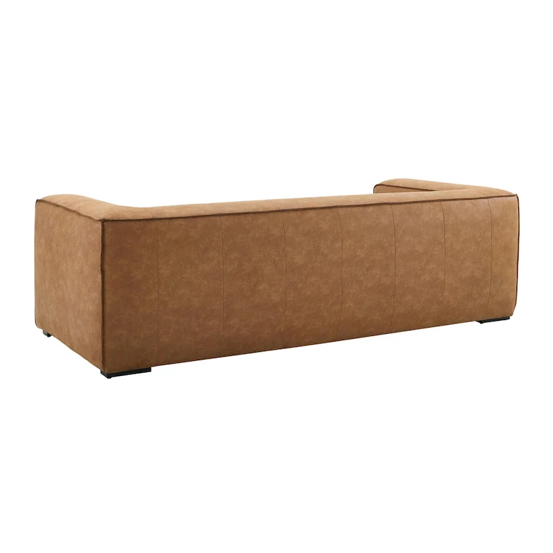 Brown Blended Leather Sofa - Modern Low-Profile (89.8