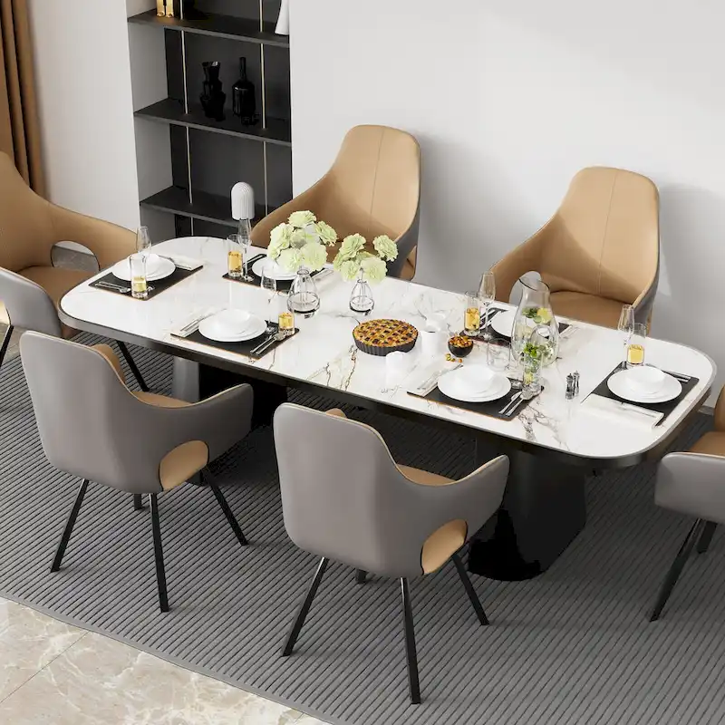 Two-tone Microfiber Leather Upholstered Rotatable Dining Chairs (Set of 2) - 22.83 W x 19.69 D x 36.61 H