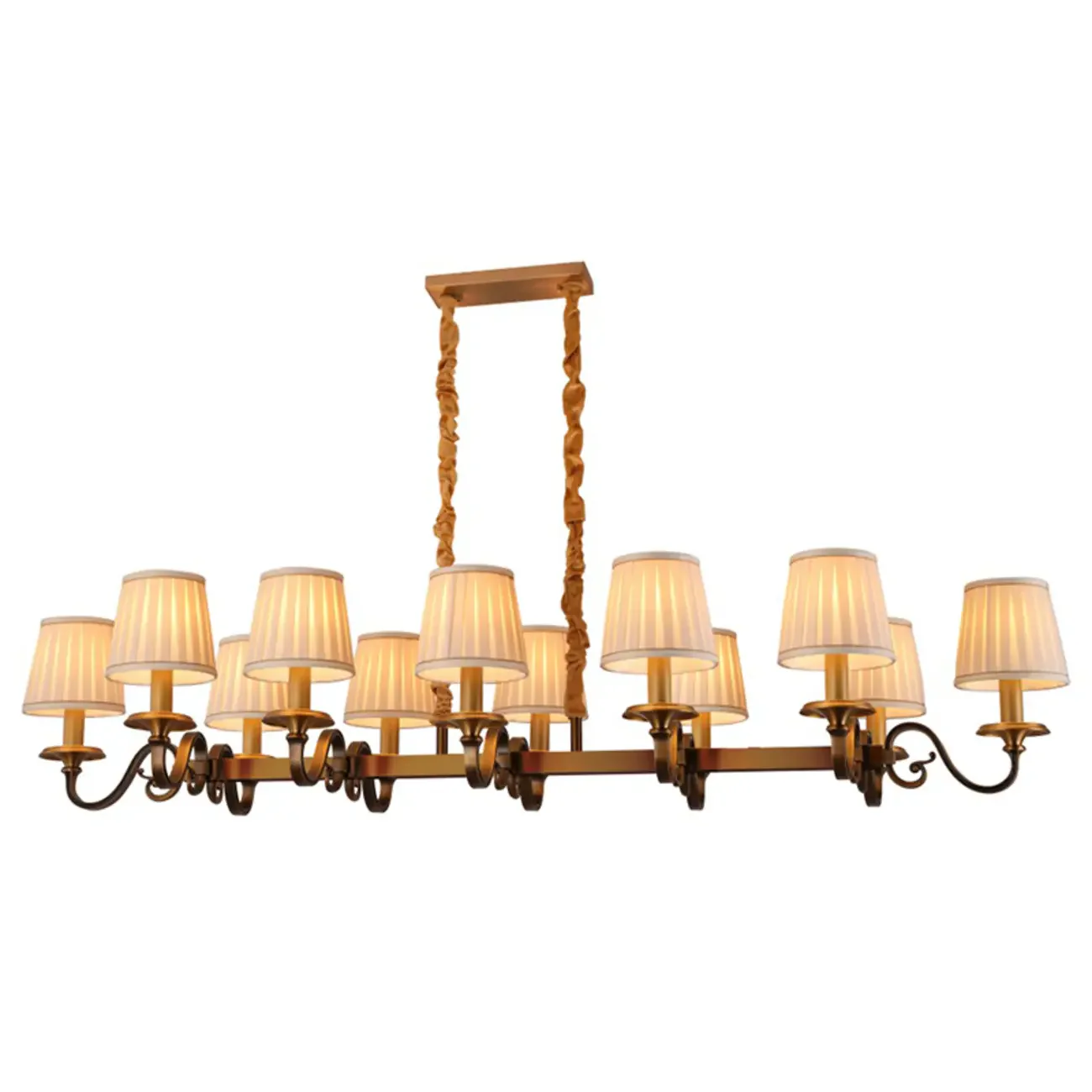 Adjustable Modern Gold Fabric Shade Island Pendant Light