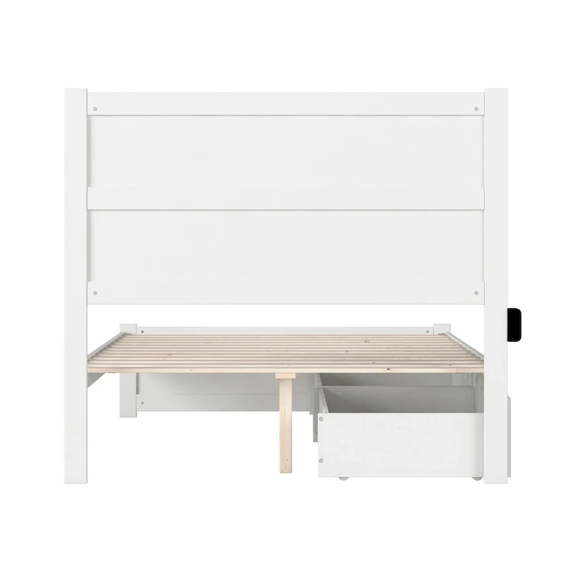 NoHo Full Bed with Footboard and 2 Drawers in White