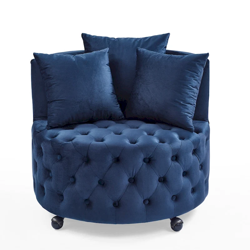Blue Modern 30 Swivel Tufted Accent Chair