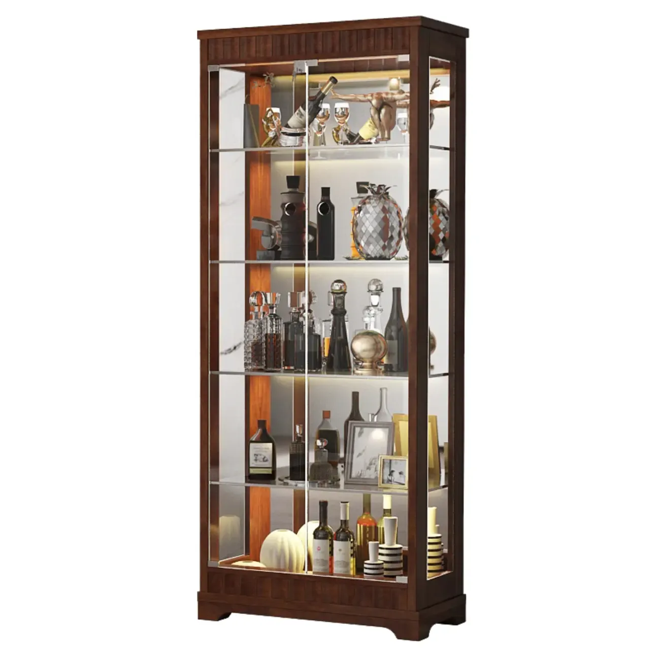 Modern Wood Wine Cabinet with Bar Glass Holder Shelf