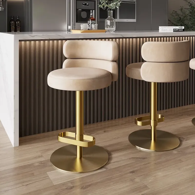 Velvet Counter Bar stool with Height Adjustable and Swivel