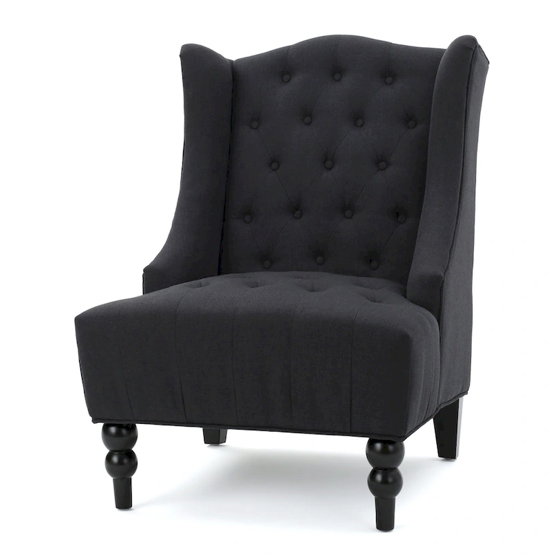 Charcoal 27.5 High Back Upholstered Button Tufted Club Chair