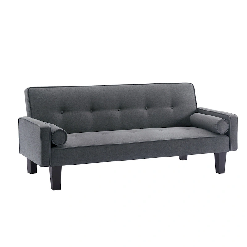 Linen Fabric Modern Convertible Sofa Bed with Removable Armrests