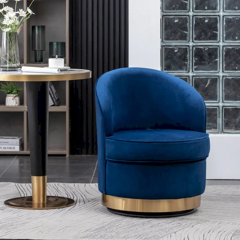Blue 22 Upholstered Velvet Accent Chair with Swivel Base