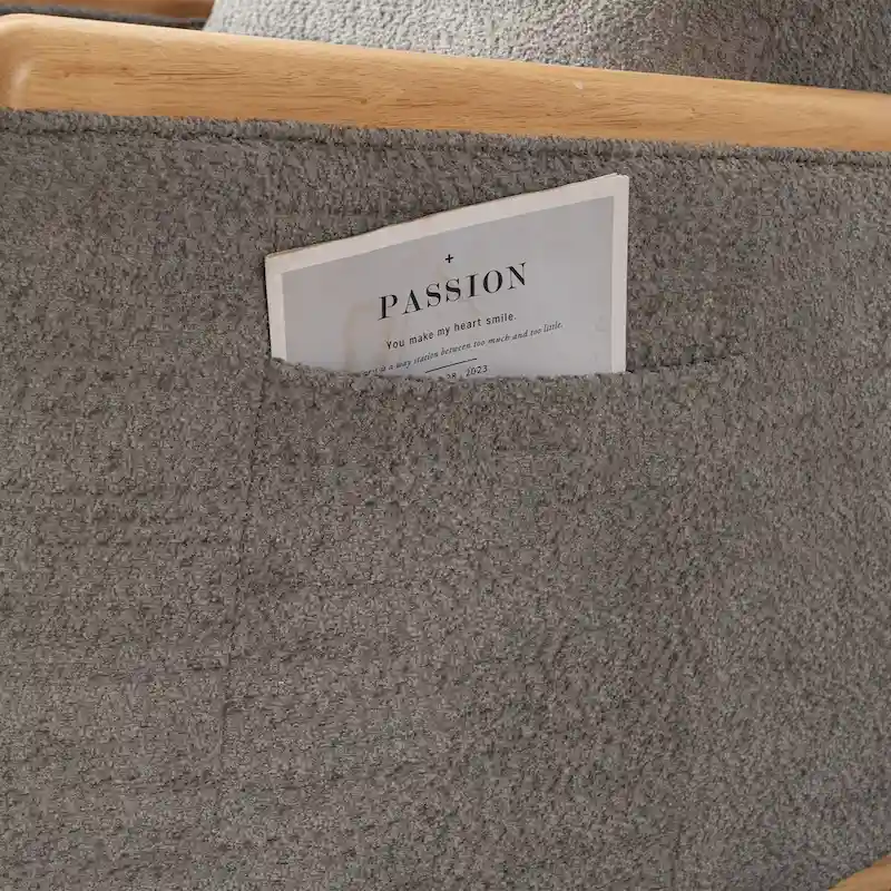 Accent Rocking Chair with Footrest High Back Rubber Wood Rocking Legs Bedroom Living Space