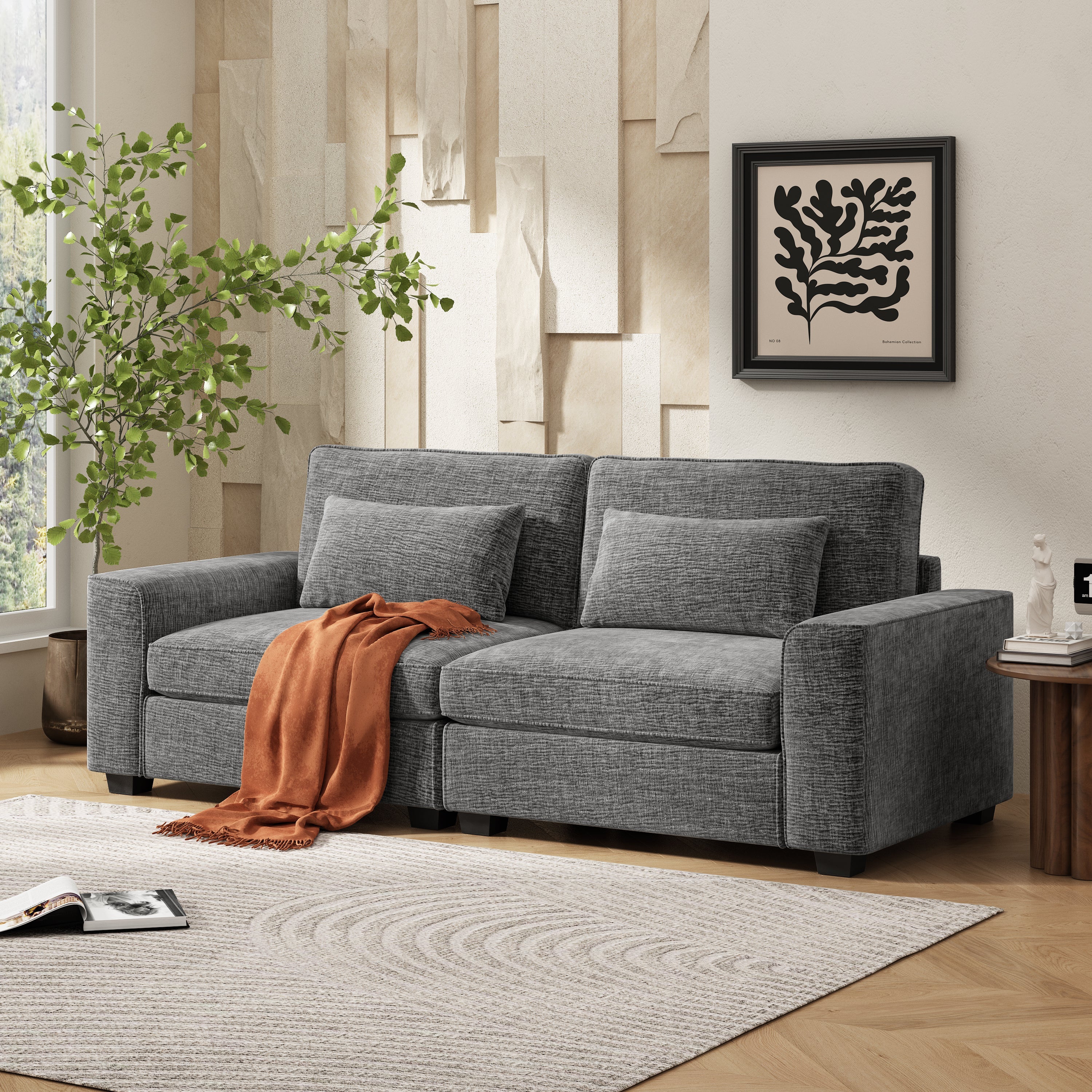 Modern Upholstered Loveseat Sofa with Plush Cushions