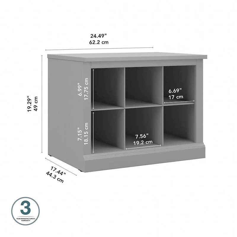 Woodland 24W Small Shoe Bench with Shelves by Bush Furniture