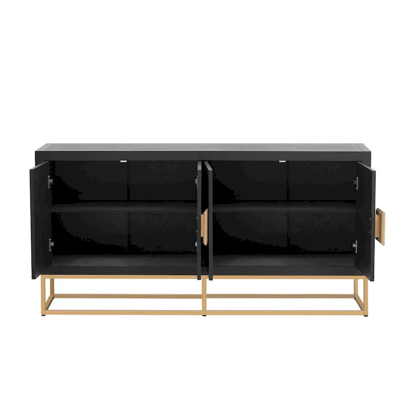 Modern 4-Door Sideboard with 3 Adjustable Shelves - MDF Storage Cabinet for Dining Room Kitchen - Elegant Design