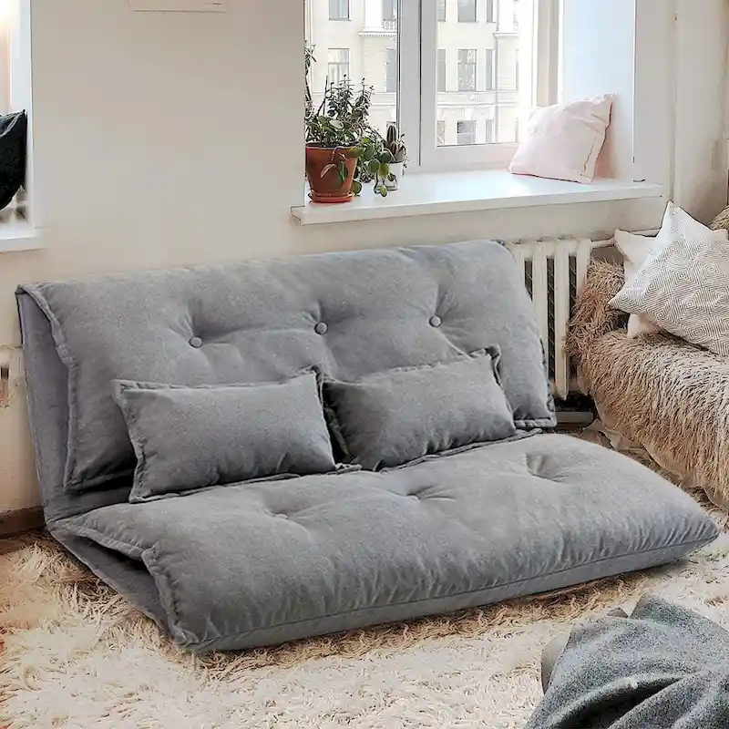 Contemporary and Adaptable Sofa Bed Set with Floor Placement, 2 Pillows