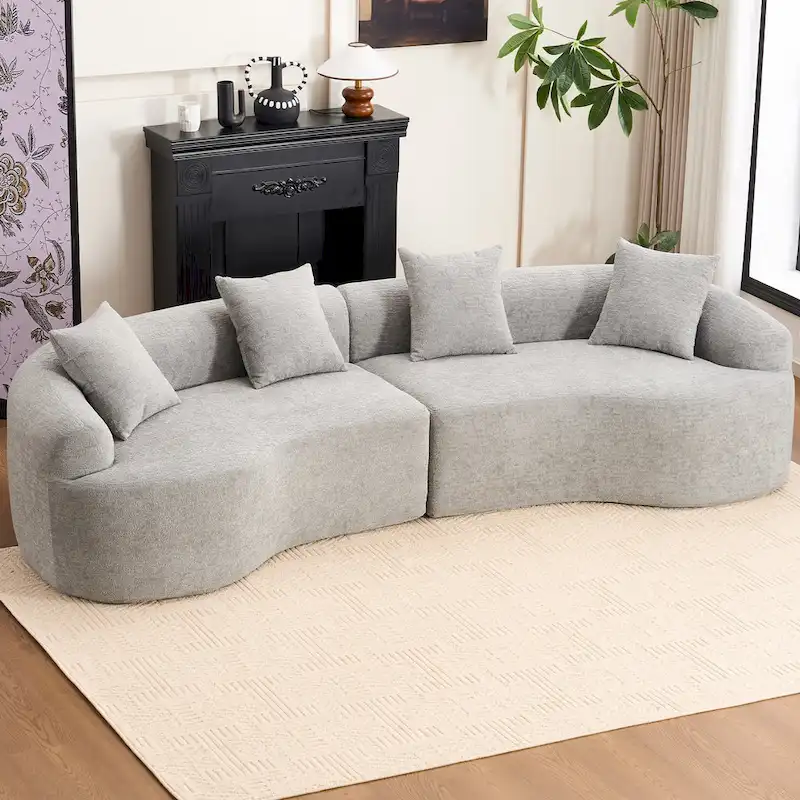 Luxury Chenille Fabric Sofa,4 Seater Modular Curved Sectional Couch