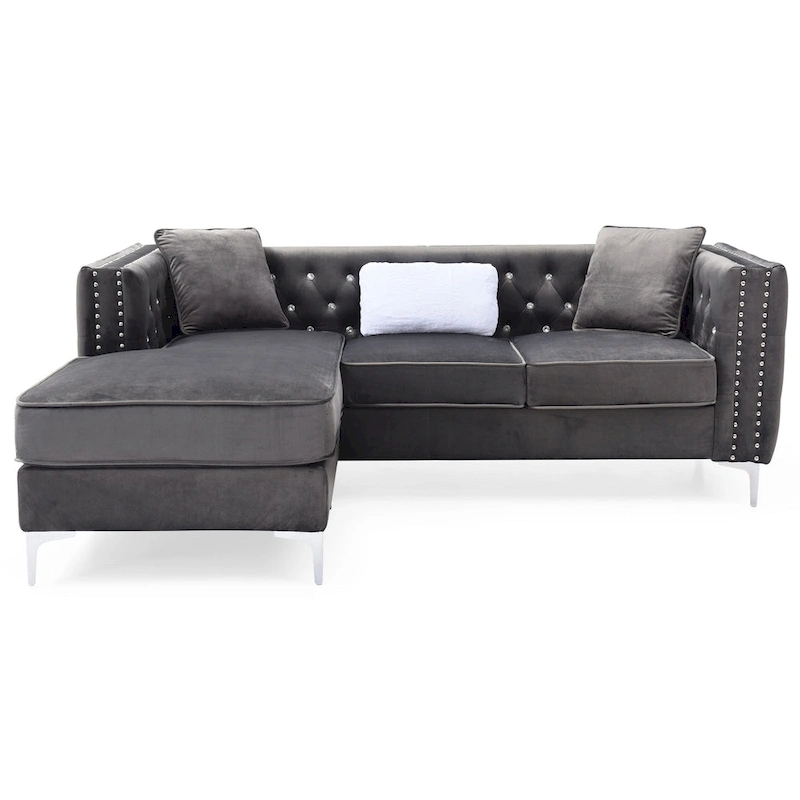 Paige Velvet Tufted Sofa with Chaise