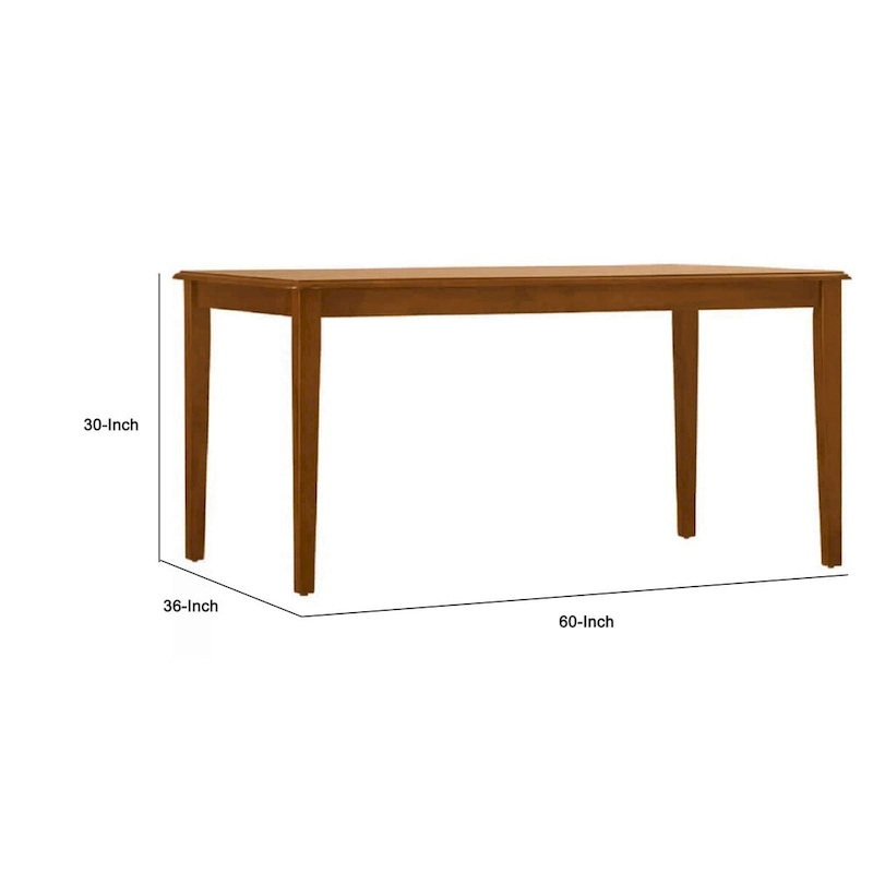 Nova 60 Inch Rectangular Dining Table, Tapered Legs, Rich Walnut Brown